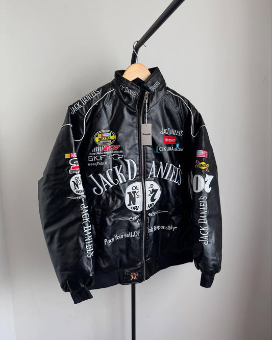 Jack Daniel’s Leather Jacket – Classic Racing-Inspired Street wears
